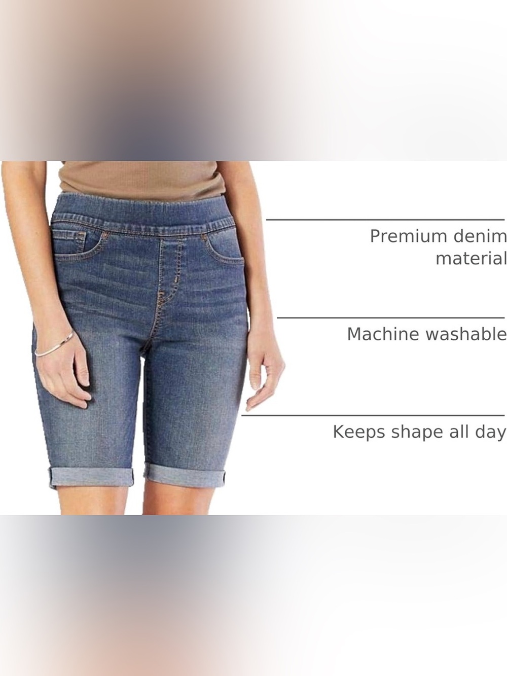 Signature by Levi Strauss Stretch Denim Bermuda Shorts in Medium Blue - Picture 3 of 11